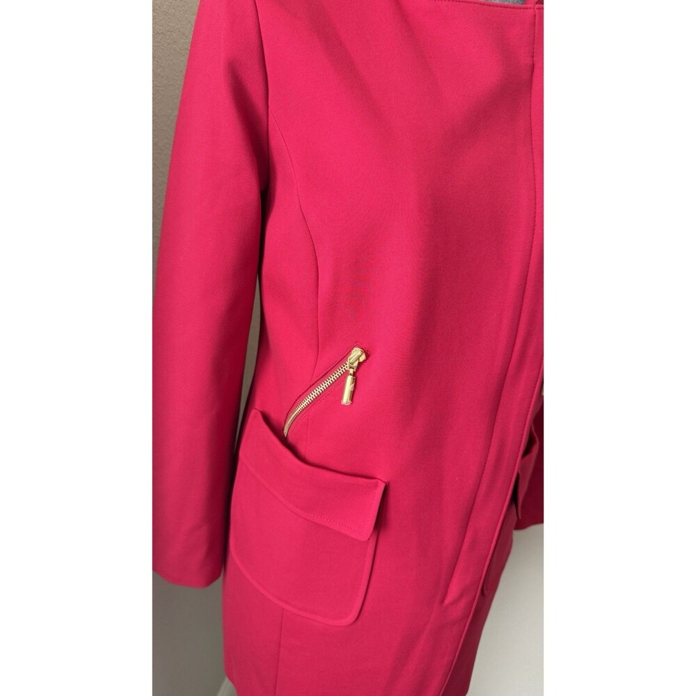 Chicos Size 0 (Small/4) Red Asymmetrical Front Zipper Accent Ponte Jacket - Picture 3 of 12